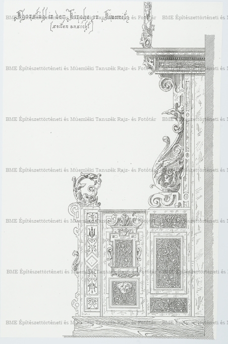 Körmöcbányai templom stallumrészleteinek felmérési rajza