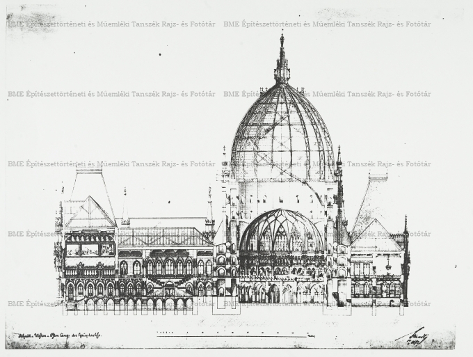 Berlini Reichstag-pályázat metszeti részlete