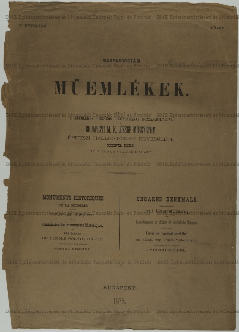 Magyarországi Műemlékek c. kiadvány címlapja
