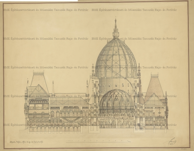 Berlini Reichstag pályaterve, metszet