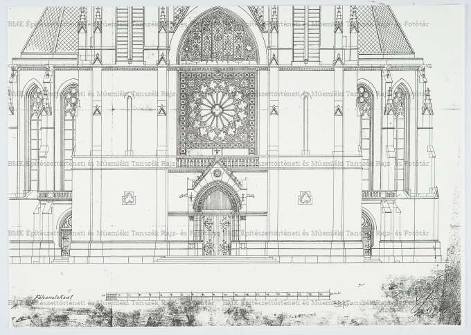 Erzsébetvárosi római katolikus templom főhomlokzatának részlete