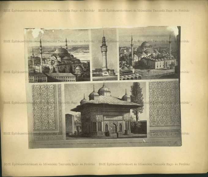 1 Süleymaniye Camii, 2 Beyazit Camii, 3 Beyazit Kulesi (tűzjelző torony), 4 III. Ahmet kút, 5,6. Algíri ...